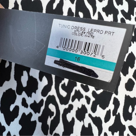 NWT Jones New York white and black leopard print stretch tunic dress size 16 - Picture 6 of 9